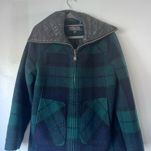 Pendleton Women's Blue and Green Tartan Plaid Wool Blend Jacket Small